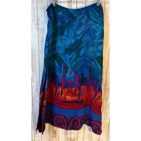 Chico's Blue Abstract Print Maxi Skirt - Size 2 (12) - Picture 5 of 9